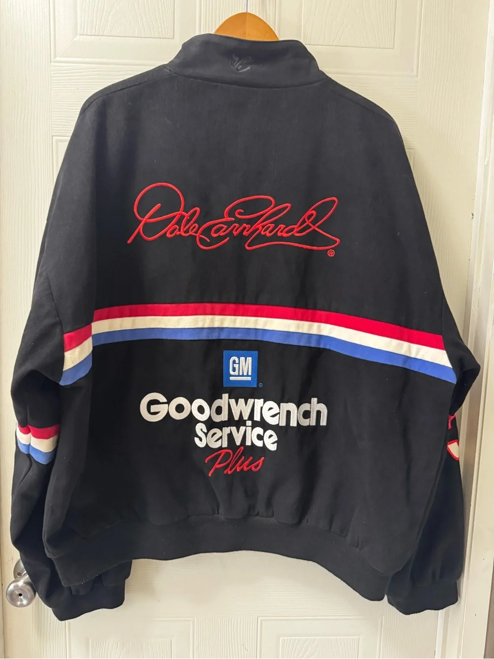 Chase Authentics Black Goodwrench Racing Bomber with Red, White & Blue Stripes
